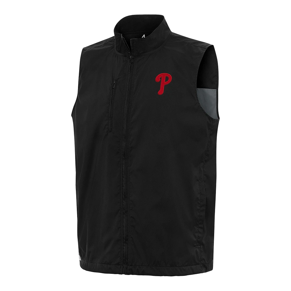 Men's Antigua Black Philadelphia Phillies Brisk Full-Zip Vest
