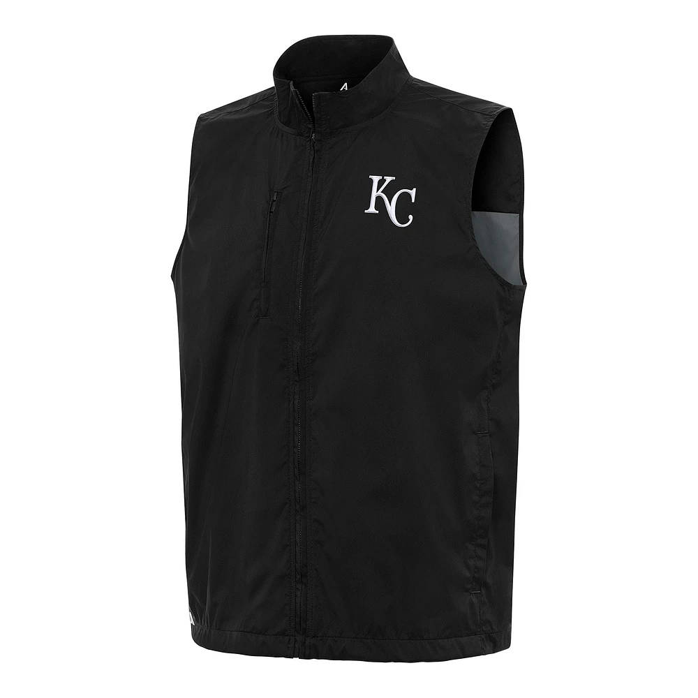 Men's Antigua Black Kansas City Royals Brisk Full-Zip Vest