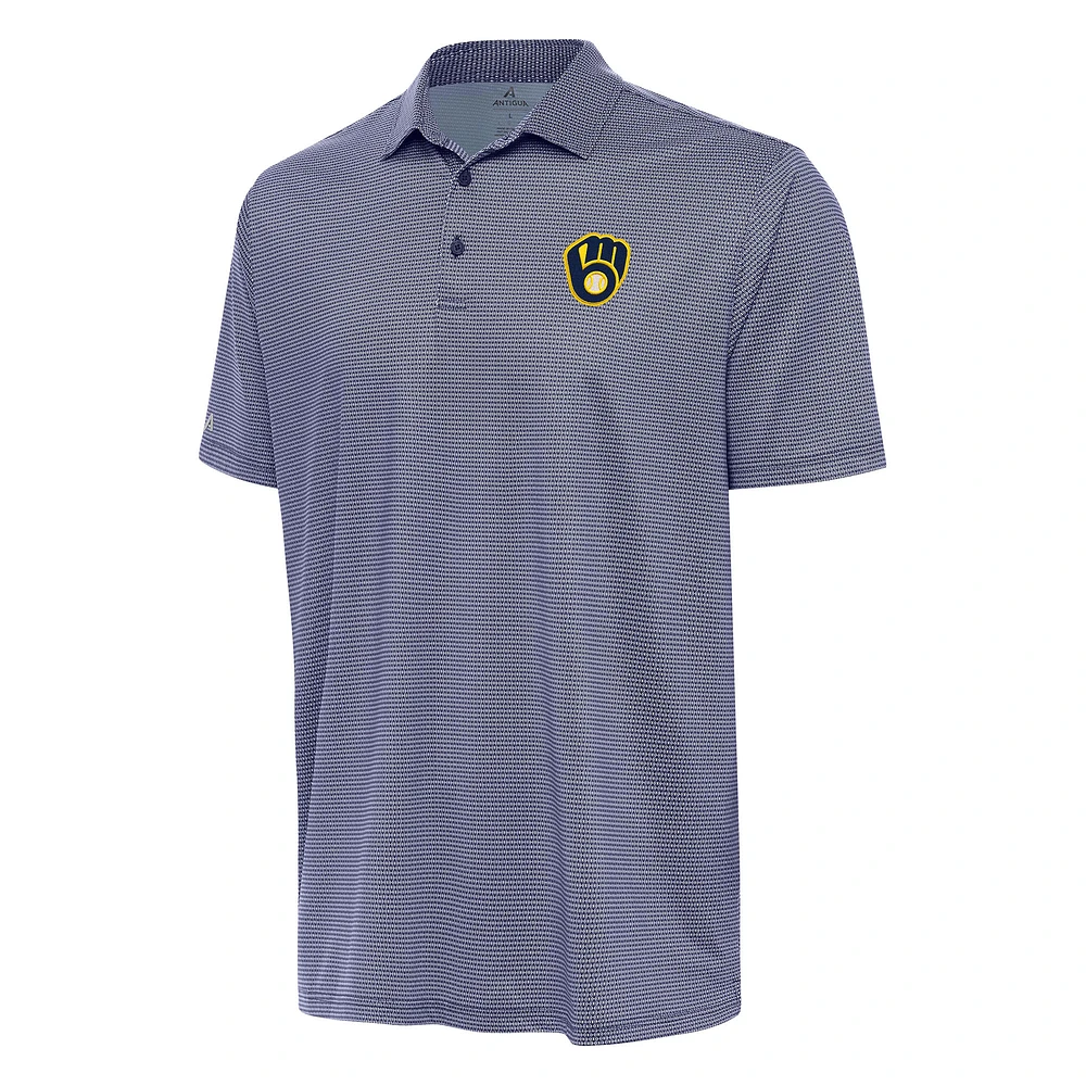 Men's Antigua White/Navy Milwaukee Brewers Rings Polo