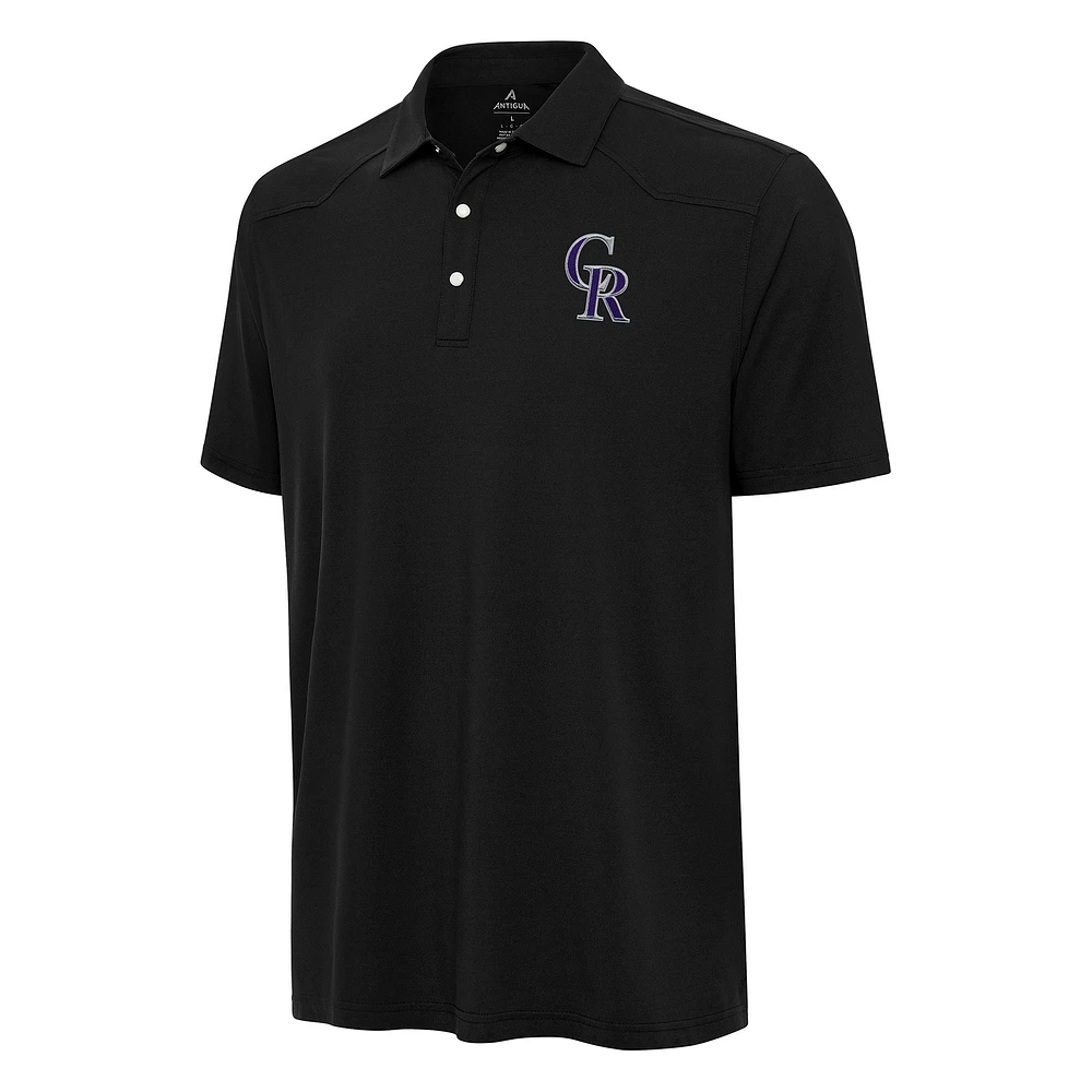 Men's Antigua Black Colorado Rockies Western Polo