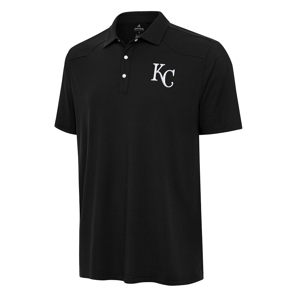 Men's Antigua Black Kansas City Royals Western Polo