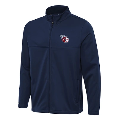 Men's Antigua Navy Cleveland Guardians Links 2 Full-Zip Golf Jacket