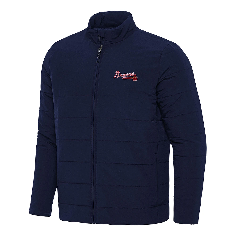 Men's Antigua Navy Atlanta Braves Swelter Full-Zip Puffer Jacket