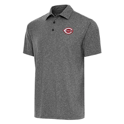 Men's Antigua Heather Black Cincinnati Reds Big & Tall Par 3 Polo