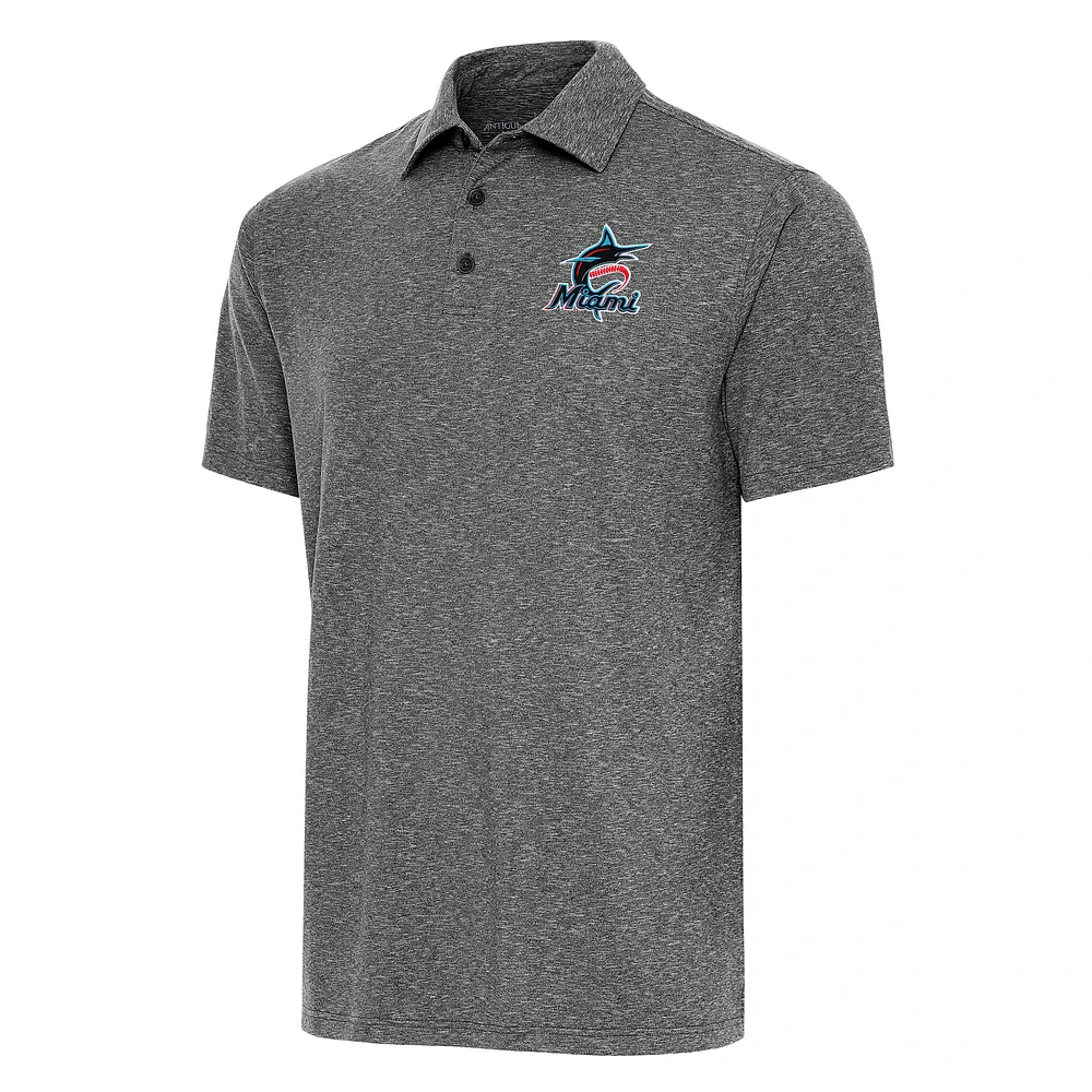 Men's Antigua Heather Black Miami Marlins Big & Tall Par 3 Polo