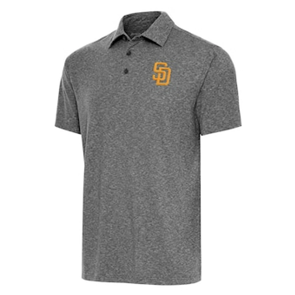 Men's Antigua Heather Black San Diego Padres Big & Tall Par 3 Polo
