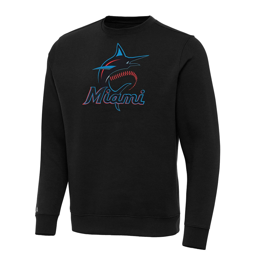 Men's Antigua Black Miami Marlins Big & Tall Victory Pullover Sweatshirt