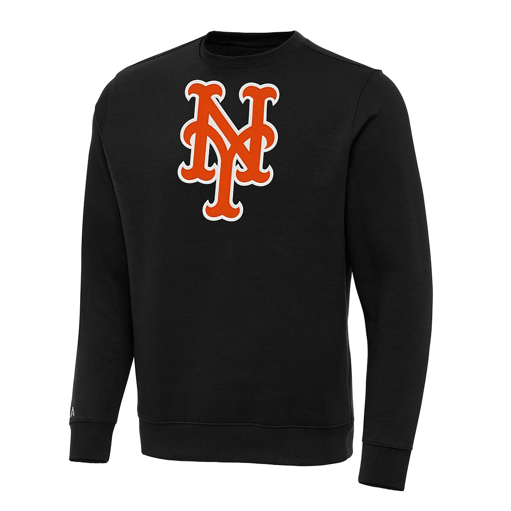 Men's Antigua Black New York Mets Big & Tall Victory Pullover Sweatshirt