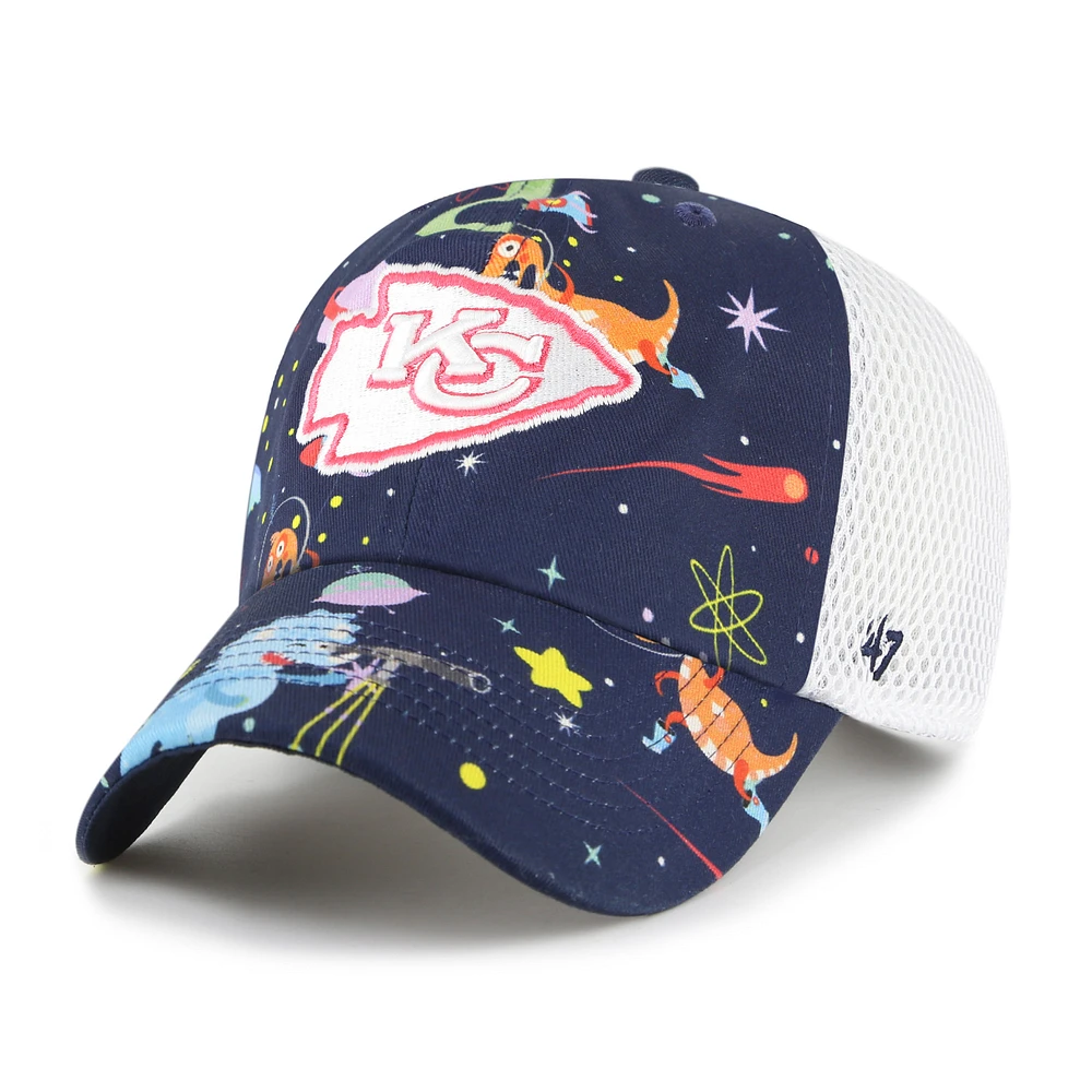 Youth '47 Navy Kansas City Chiefs Space Dino Adjustable Trucker Hat
