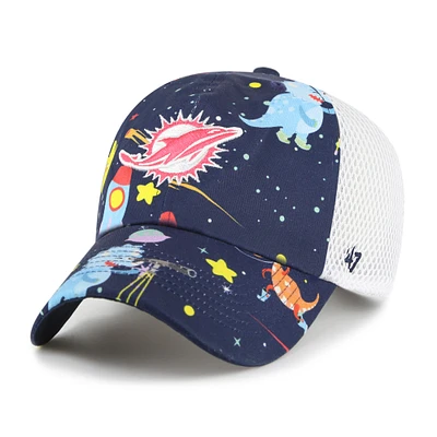 Youth '47 Navy Miami Dolphins Space Dino Adjustable Trucker Hat