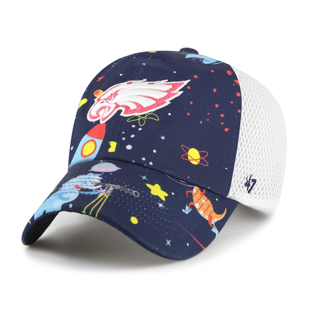 Youth '47 Navy Philadelphia Eagles Space Dino Adjustable Trucker Hat
