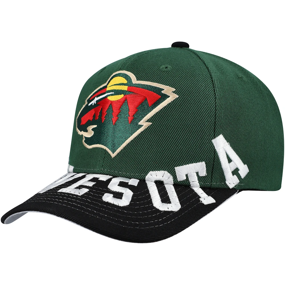 Men's Mitchell & Ness Green/Black Minnesota Wild Underarch Two-Tone Pro Crown Snapback Hat