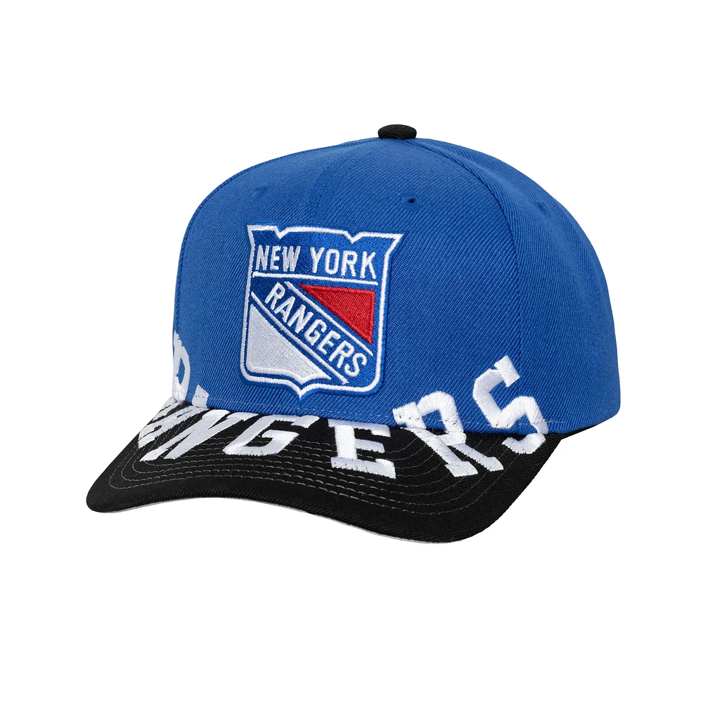 Men's Mitchell & Ness Blue/Black New York Rangers Underarch Two-Tone Pro Crown Snapback Hat