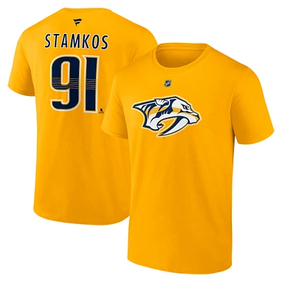 Men's Fanatics Steven Stamkos Gold Nashville Predators Authentic Stack Name & Number T-Shirt