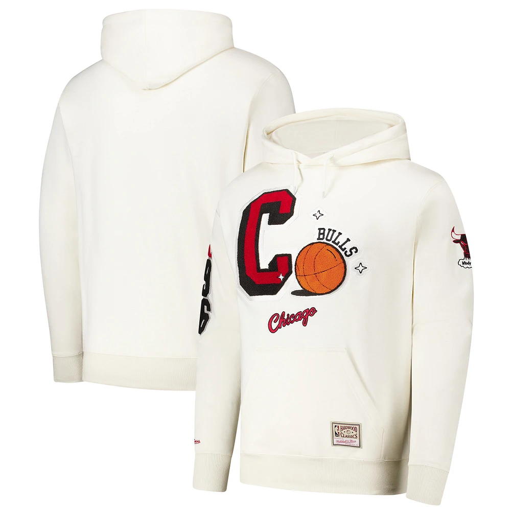 Men's Cream Chicago Bulls Sswagger Classic Chenille Pullover Hoodie