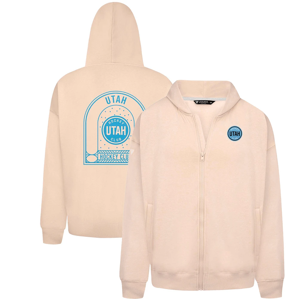 Men's Levelwear Khaki Utah Hockey Club Uphill Stained Glass Hoodie Full-Zip Jacket