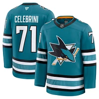 Men's Fanatics Macklin Celebrini Teal San Jose Sharks Home Premium Jersey