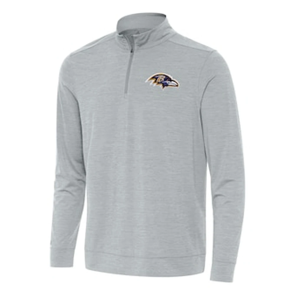 Men's Antigua Heather Gray Baltimore Ravens Bright Quarter-Zip Top