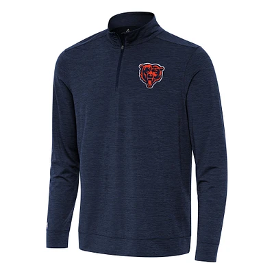 Men's Antigua Heather Navy Chicago Bears Bright Quarter-Zip Top