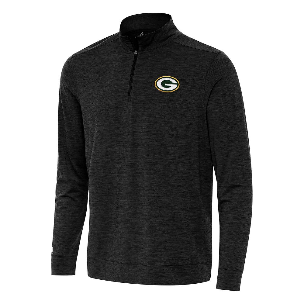 Men's Antigua Heather Green Bay Packers Bright Quarter-Zip Top