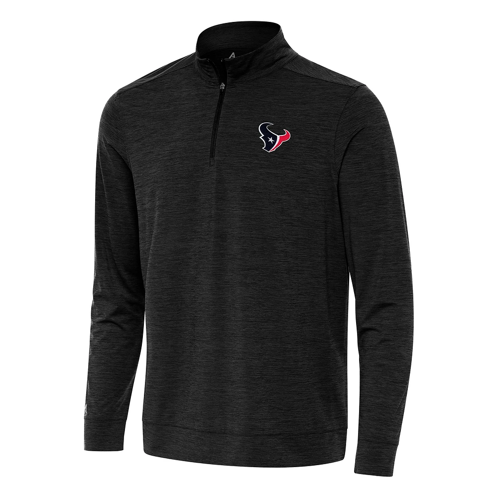 Men's Antigua Heather Black Houston Texans Bright Quarter-Zip Top