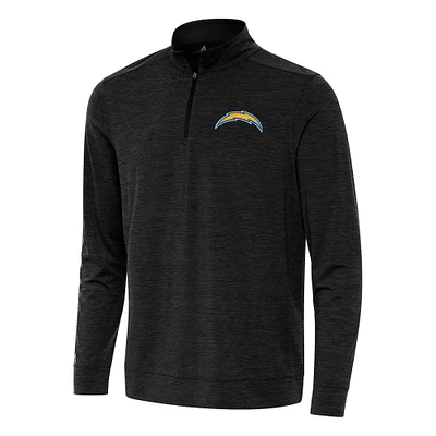 Men's Antigua Heather Black Los Angeles Chargers Bright Quarter-Zip Top