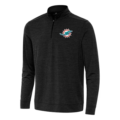 Men's Antigua Heather Miami Dolphins Bright Quarter-Zip Top