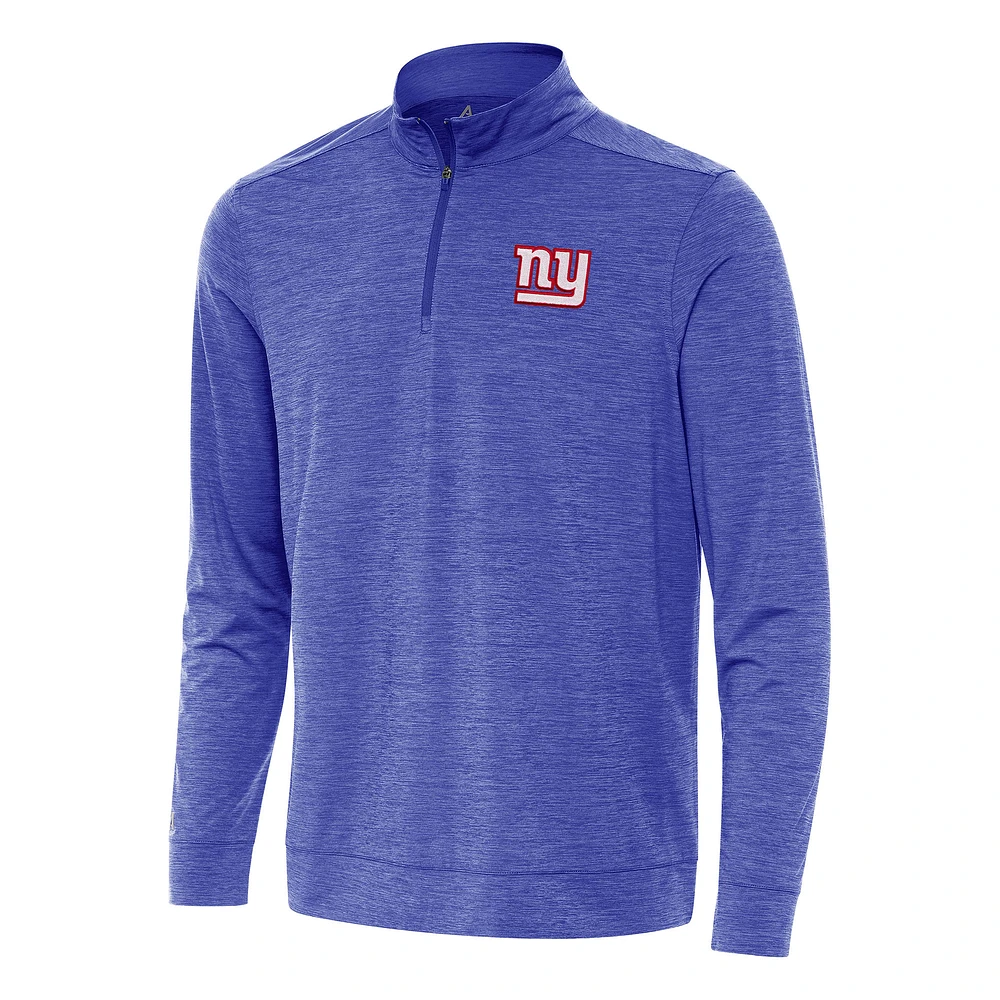 Men's Antigua Heather Royal New York Giants Bright Quarter-Zip Top