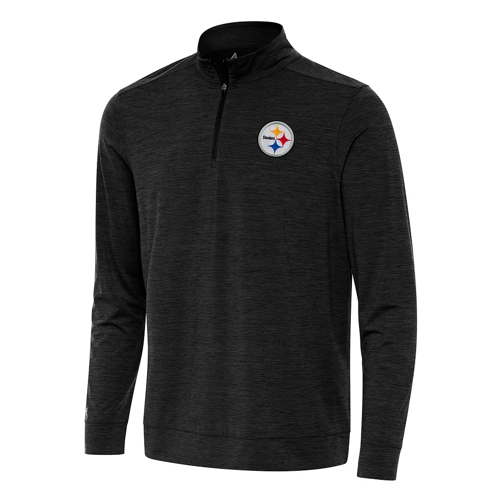 Men's Antigua Heather Pittsburgh Steelers Bright Quarter-Zip Top