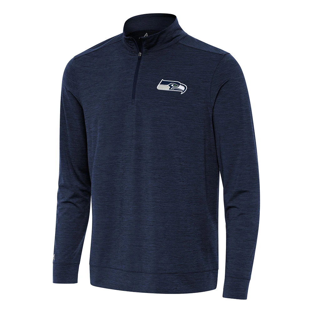 Men's Antigua Heather College Navy Seattle Seahawks Bright Quarter-Zip Top