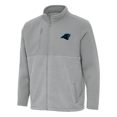 Men's Antigua Gray Carolina Panthers Daily Fused Full-Zip Jacket