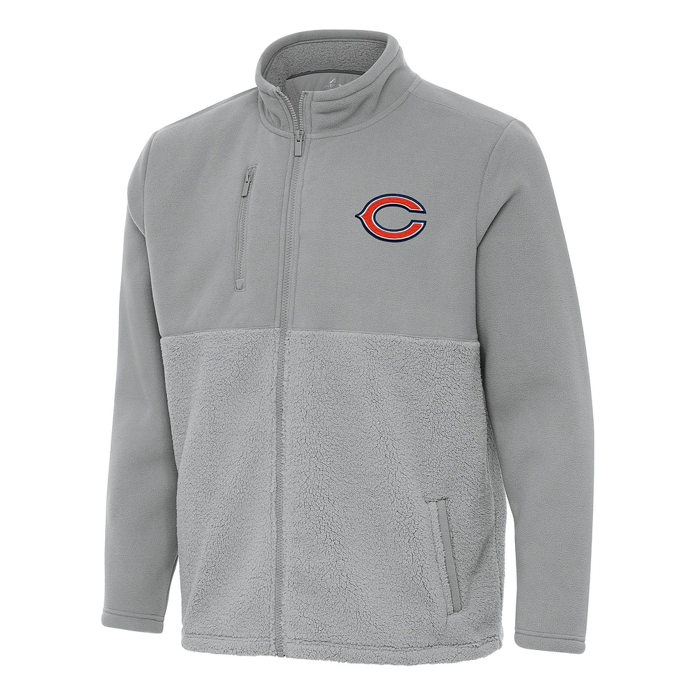 Men's Antigua Gray Chicago Bears Daily Fused Full-Zip Jacket