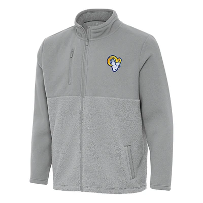 Men's Antigua Gray Los Angeles Rams Daily Fused Full-Zip Jacket