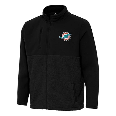 Men's Antigua Black Miami Dolphins Daily Fused Full-Zip Jacket