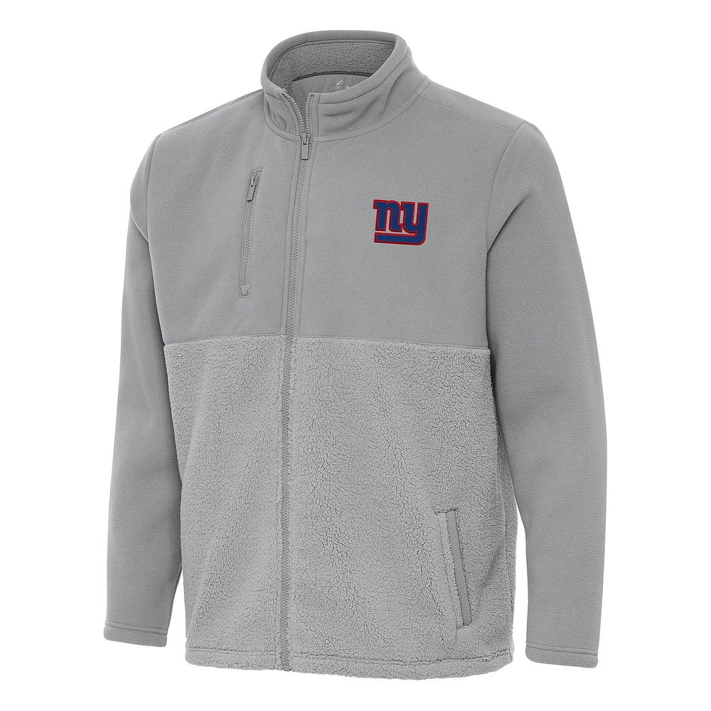 Men's Antigua Gray New York Giants Daily Fused Full-Zip Jacket