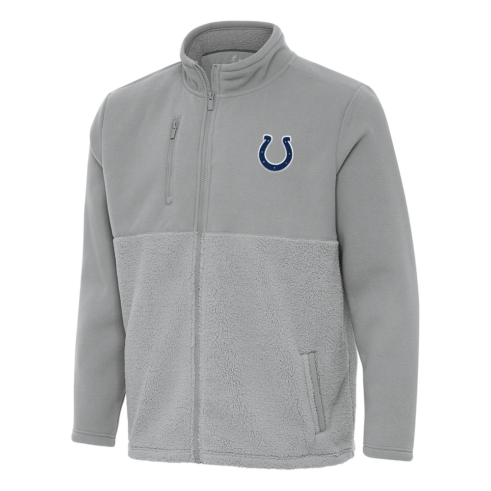 Men's Antigua Gray Indianapolis Colts Daily Fused Full-Zip Jacket