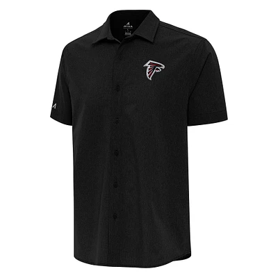 Men's Antigua Black Atlanta Falcons Activate Woven Button-Up Shirt
