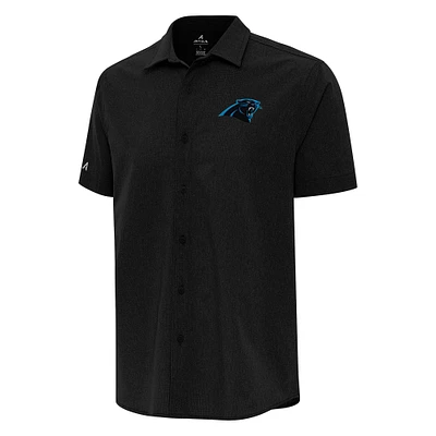 Men's Antigua Black Carolina Panthers Activate Woven Button-Up Shirt