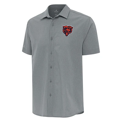 Men's Antigua Gray Chicago Bears Activate Woven Button-Up Shirt