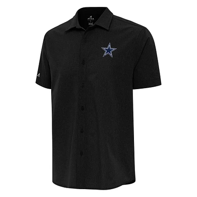 Men's Antigua Black Dallas Cowboys Activate Woven Button-Up Shirt