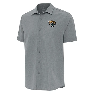 Men's Antigua Gray Jacksonville Jaguars Activate Woven Button-Up Shirt