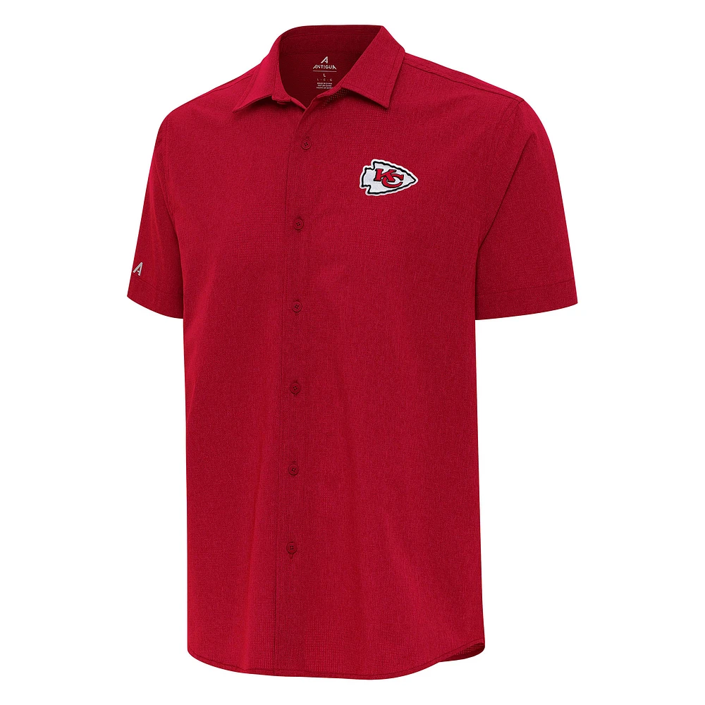 Men's Antigua Red Kansas City Chiefs Activate Woven Button-Up Shirt