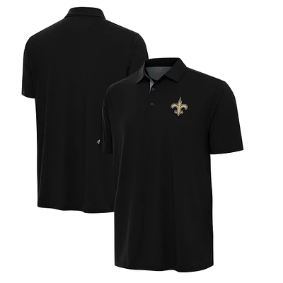 Men's Antigua Black/Gray New Orleans Saints Era Polo