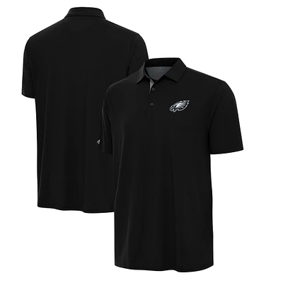 Men's Antigua Black/Gray Philadelphia Eagles Era Polo