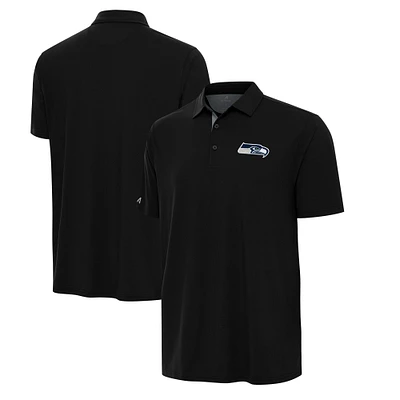 Men's Antigua Black/Gray Seattle Seahawks Era Polo