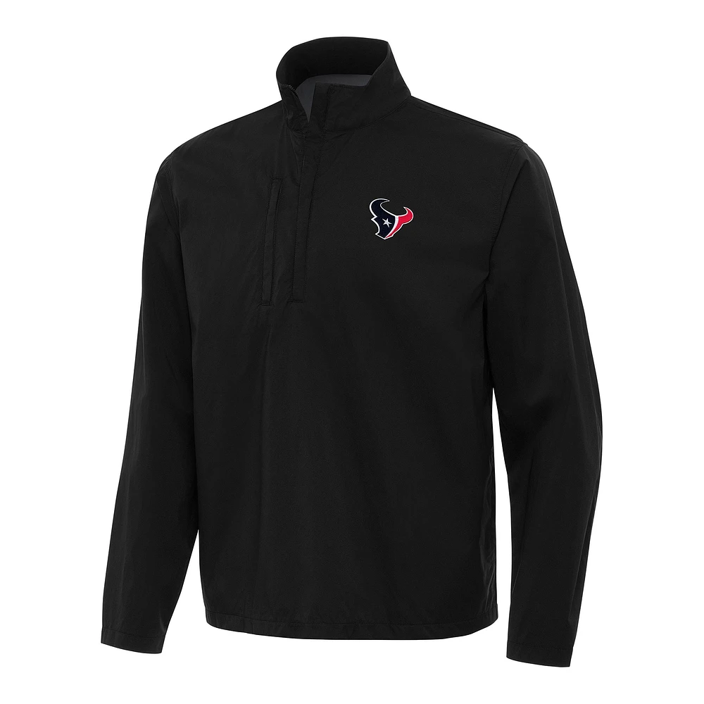 Men's Antigua Black Houston Texans Brisk Quarter-Zip Pullover Jacket