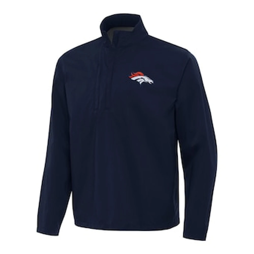 Men's Antigua Navy Denver Broncos Brisk Quarter-Zip Pullover Jacket