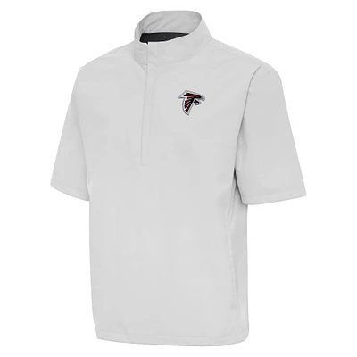 Men's Antigua Heather Gray Atlanta Falcons Brisk Short Sleeve Quarter-Zip Windshirt
