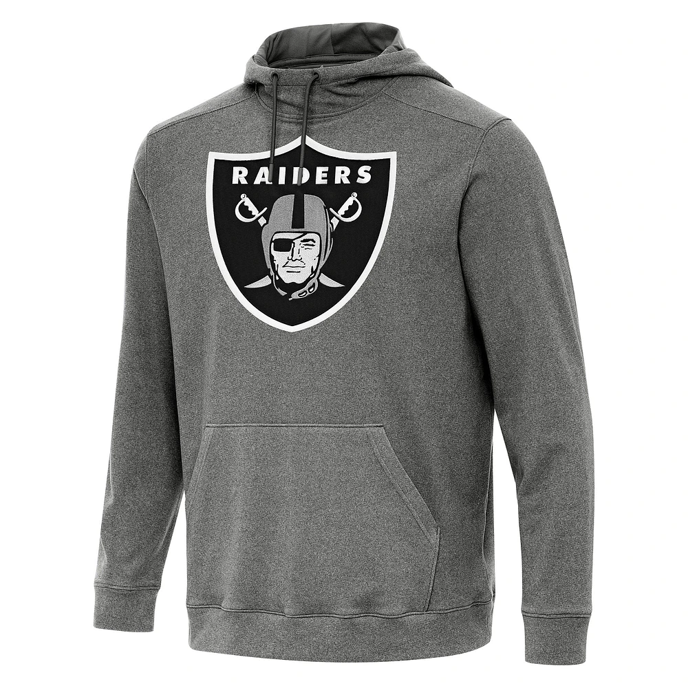 Men's Antigua Heather Black Las Vegas Raiders Cloud Pullover Hoodie