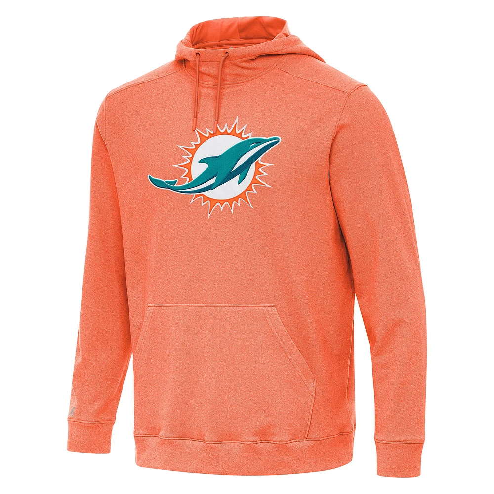 Men's Antigua Heather Orange Miami Dolphins Cloud Pullover Hoodie